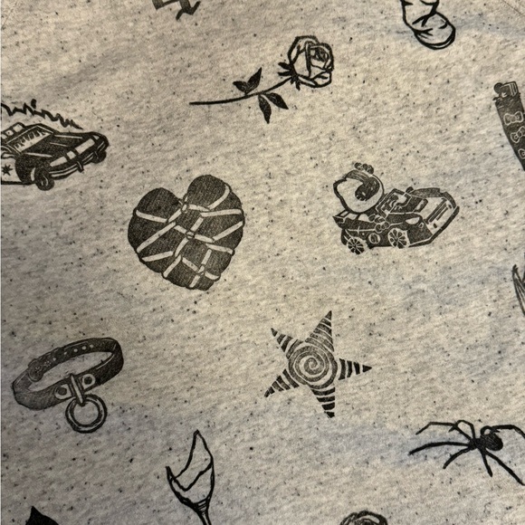 XXL blocked printed Old Navy pre-owned short sleeve crop raglan sweatshirt - Picture 3 of 5